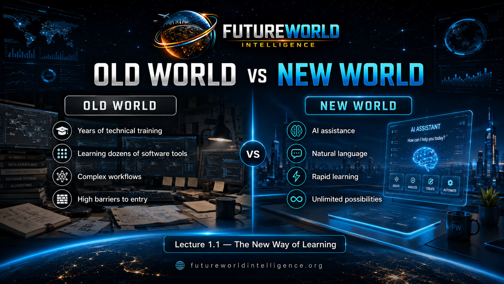 Old world versus new world of learning.