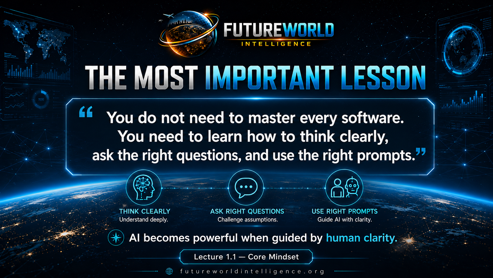 Core mindset: think clearly, ask right questions, use right prompts.