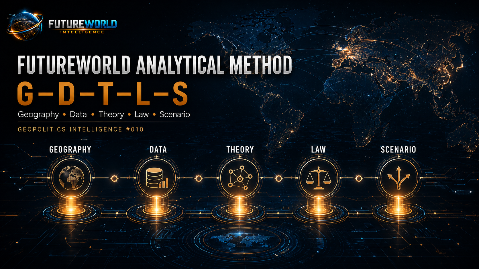 FutureWorld G-D-T-L-S method: geography, data, theory, law and scenarios applied to critical-minerals systems power.