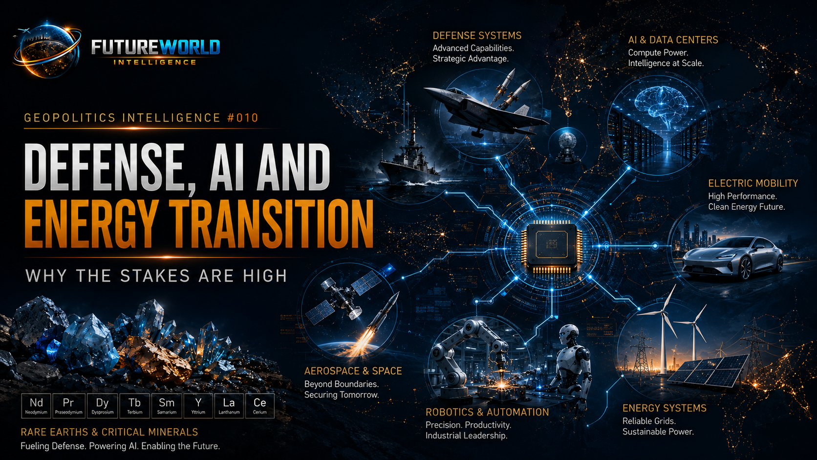 Critical minerals power defense systems, AI infrastructure, electric mobility, robotics, aerospace and energy transition systems.
